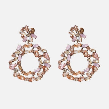 Ztech Korean Sweet Pink Vintage Drop Earring Bling Crystal Long Earring brincos pendientes Wholesale Statement Jewelry Bijoux