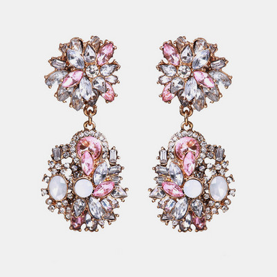 Ztech coreeană dulce roz vintage cercei cu picătură de cristal Bling cercei lungi brincos pendientes bijuterii de declarație cu ridicata Bijoux