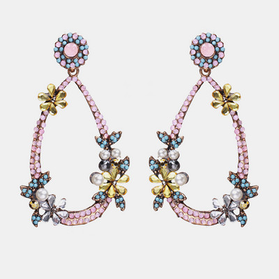 Ztech coreeană dulce roz vintage cercei cu picătură de cristal Bling cercei lungi brincos pendientes bijuterii de declarație cu ridicata Bijoux
