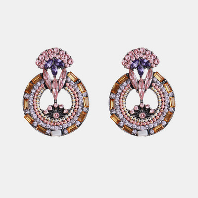Ztech coreeană dulce roz vintage cercei cu picătură de cristal Bling cercei lungi brincos pendientes bijuterii de declarație cu ridicata Bijoux