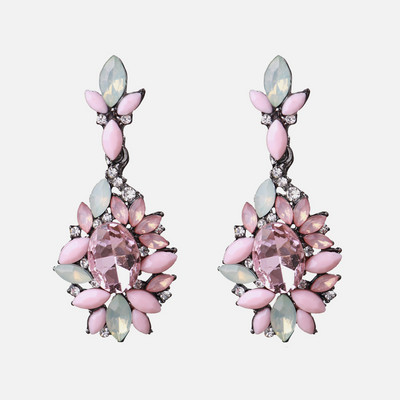 Ztech coreeană dulce roz vintage cercei cu picătură de cristal Bling cercei lungi brincos pendientes bijuterii de declarație cu ridicata Bijoux