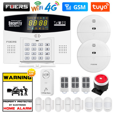 Fuers W214 4G WIFI Tuya Sistem de alarmă inteligentă fără fir antifurt GSM Smart Home Security Alarm Control Display LCD Camera IP