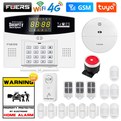 Fuers W214 4G WIFI Tuya Sistem de alarmă inteligentă fără fir antifurt GSM Smart Home Security Alarm Control Display LCD Camera IP