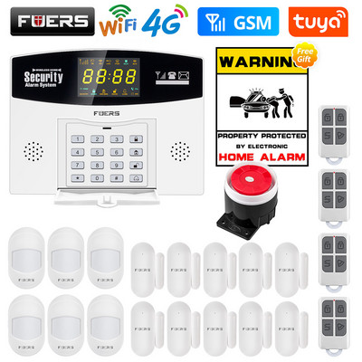 Fuers W214 4G WIFI Tuya Sistem de alarmă inteligentă fără fir antifurt GSM Smart Home Security Alarm Control Display LCD Camera IP