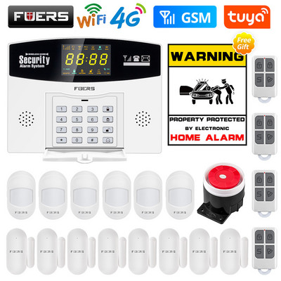 Fuers W214 4G WIFI Tuya Sistem de alarmă inteligentă fără fir antifurt GSM Smart Home Security Alarm Control Display LCD Camera IP