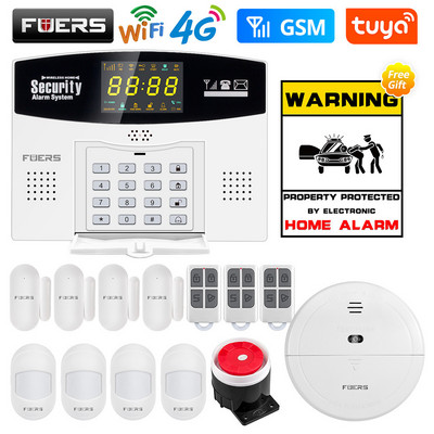 Fuers W214 4G WIFI Tuya Sistem de alarmă inteligentă fără fir antifurt GSM Smart Home Security Alarm Control Display LCD Camera IP