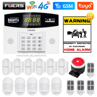 Fuers W214 4G WIFI Tuya Sistem de alarmă inteligentă fără fir antifurt GSM Smart Home Security Alarm Control Display LCD Camera IP