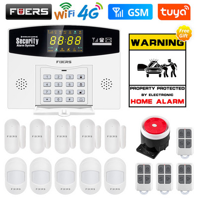 Fuers W214 4G WIFI Tuya Sistem de alarmă inteligentă fără fir antifurt GSM Smart Home Security Alarm Control Display LCD Camera IP