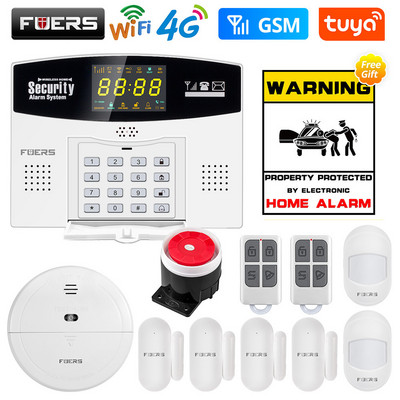 Fuers W214 4G WIFI Tuya Sistem de alarmă inteligentă fără fir antifurt GSM Smart Home Security Alarm Control Display LCD Camera IP