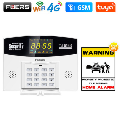 Fuers W214 4G WIFI Tuya Sistem de alarmă inteligentă fără fir antifurt GSM Smart Home Security Alarm Control Display LCD Camera IP