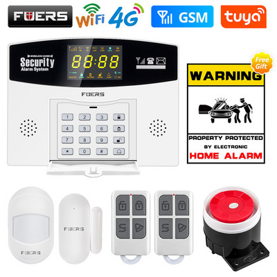 Fuers W214 4G WIFI Tuya Sistem de alarmă inteligentă fără fir antifurt GSM Smart Home Security Alarm Control Display LCD Camera IP