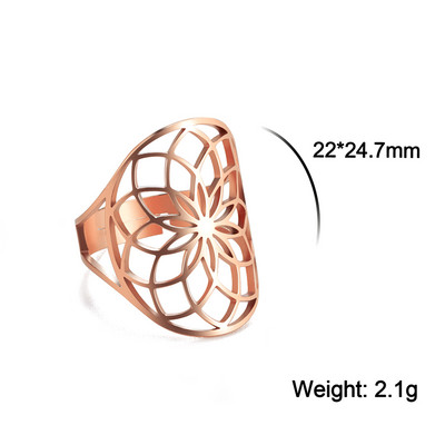 Lucktune Inel Viking Floarea Vieții Femei Oțel inoxidabil Metatron Arhanghel Amulet Inel reglabil 2023 Cadou de bijuterii vintage