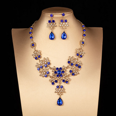 KMVEXO Seturi de bijuterii pentru costume de lux, margele de cristal, colier cu strasuri florale, cercei, diademe, set de bijuterii pentru nunta