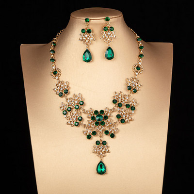 KMVEXO Seturi de bijuterii pentru costume de lux, margele de cristal, colier cu strasuri florale, cercei, diademe, set de bijuterii pentru nunta