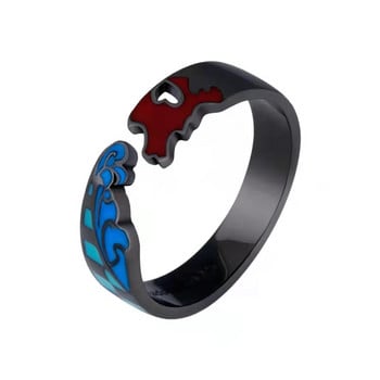 Demon Slayer Kamamon Tanjiro Ring Female Jewelry Gift Аниме Inspired Open Band Ring Adjustable Cosplay Kimetsu No Yaiba Jewelry