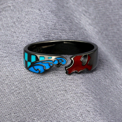 Demon Slayer Kamamon Tanjiro Inel Bijuterii feminine Cadou inspirat anime Inel cu bandă deschisă Ajustabil Cosplay Kimetsu No Yaiba Bijuterii