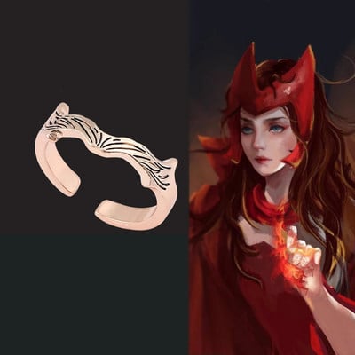 Demon Slayer Kamamon Tanjiro Inel Bijuterii feminine Cadou inspirat anime Inel cu bandă deschisă Ajustabil Cosplay Kimetsu No Yaiba Bijuterii