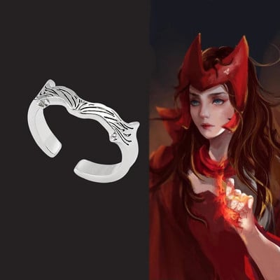 Demon Slayer Kamamon Tanjiro Inel Bijuterii feminine Cadou inspirat anime Inel cu bandă deschisă Ajustabil Cosplay Kimetsu No Yaiba Bijuterii
