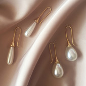 White Teardrop Simulation Pearl Earrings Dangle For Women Baroque Palace Style Jewelry Long Temperament Hook Απλά σκουλαρίκια