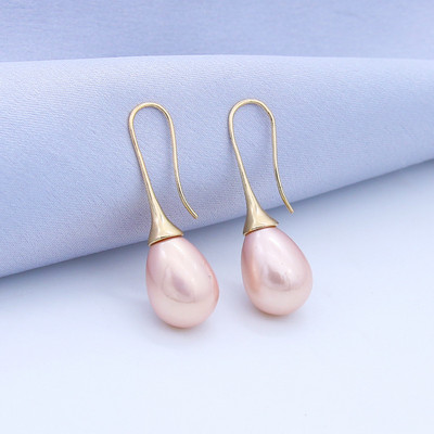 White Teardrop Simulation Pearl Earrings Dangle For Women Baroque Palace Style Jewelry Long Temperament Hook Απλά σκουλαρίκια