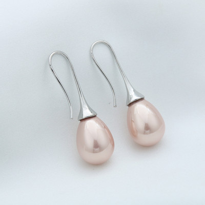 White Teardrop Simulation Pearl Earrings Dangle For Women Baroque Palace Style Jewelry Long Temperament Hook Απλά σκουλαρίκια