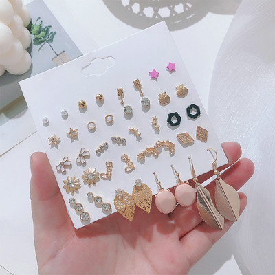 Koreai kifinomult nagykereskedelmi divat fülbevaló fényes strassz utánzat gyöngy karika fülbevaló kiegészítők női boho dekor