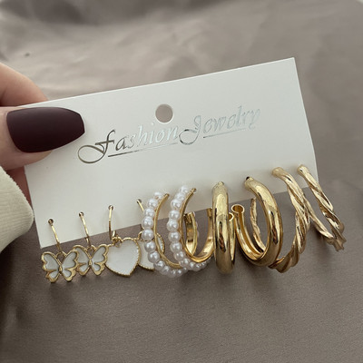 Koreai kifinomult nagykereskedelmi divat fülbevaló fényes strassz utánzat gyöngy karika fülbevaló kiegészítők női boho dekor