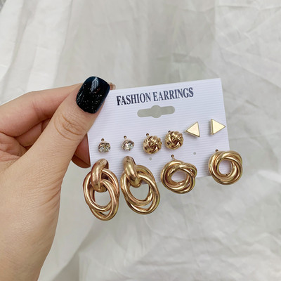 Koreai kifinomult nagykereskedelmi divat fülbevaló fényes strassz utánzat gyöngy karika fülbevaló kiegészítők női boho dekor
