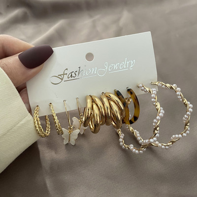 Koreai kifinomult nagykereskedelmi divat fülbevaló fényes strassz utánzat gyöngy karika fülbevaló kiegészítők női boho dekor