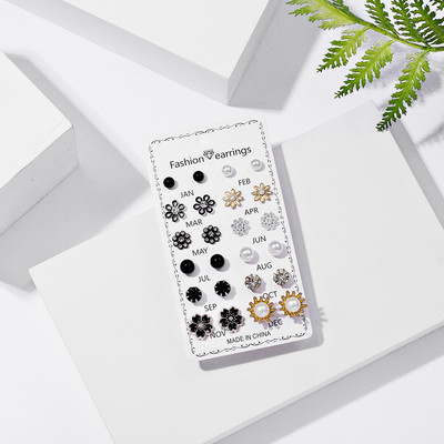 Koreai kifinomult nagykereskedelmi divat fülbevaló fényes strassz utánzat gyöngy karika fülbevaló kiegészítők női boho dekor