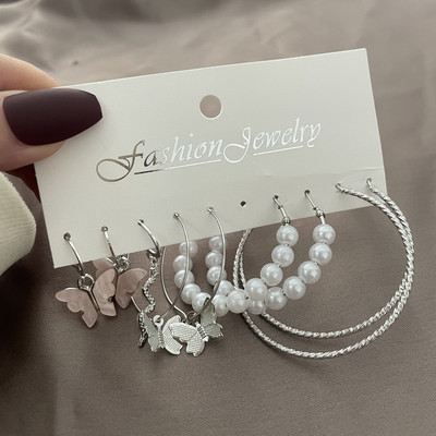 Koreai kifinomult nagykereskedelmi divat fülbevaló fényes strassz utánzat gyöngy karika fülbevaló kiegészítők női boho dekor