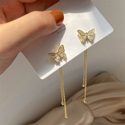 2022 Trend Long Tassel Chain Climb Star Heart Beads Κρεμαστά σκουλαρίκια σταγόνα γυναικεία ίσια κρεμαστά σκουλαρίκια Μόδα κοσμήματα