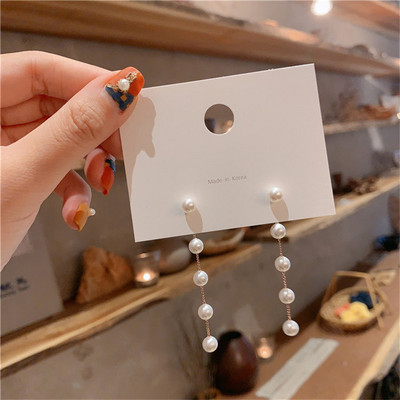 2022 Trend Long Tassel Chain Climb Star Heart Beads Κρεμαστά σκουλαρίκια σταγόνα γυναικεία ίσια κρεμαστά σκουλαρίκια Μόδα κοσμήματα