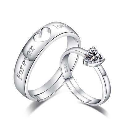 Inele de cuplu clasice pentru bărbați, femei, piatră CZ, inel la modă pentru iubitorii de nuntă, bijuterii, accesoriu pentru inel cadou romantic de Ziua Îndrăgostiților