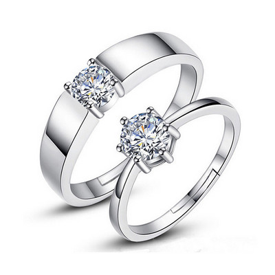 Inele de cuplu clasice pentru bărbați, femei, piatră CZ, inel la modă pentru iubitorii de nuntă, bijuterii, accesoriu pentru inel cadou romantic de Ziua Îndrăgostiților