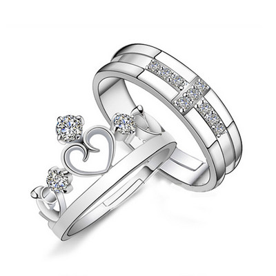 Inele de cuplu clasice pentru bărbați, femei, piatră CZ, inel la modă pentru iubitorii de nuntă, bijuterii, accesoriu pentru inel cadou romantic de Ziua Îndrăgostiților