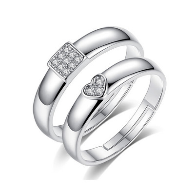 Inele de cuplu clasice pentru bărbați, femei, piatră CZ, inel la modă pentru iubitorii de nuntă, bijuterii, accesoriu pentru inel cadou romantic de Ziua Îndrăgostiților