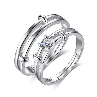 Inele de cuplu clasice pentru bărbați, femei, piatră CZ, inel la modă pentru iubitorii de nuntă, bijuterii, accesoriu pentru inel cadou romantic de Ziua Îndrăgostiților