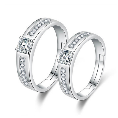 Inele de cuplu clasice pentru bărbați, femei, piatră CZ, inel la modă pentru iubitorii de nuntă, bijuterii, accesoriu pentru inel cadou romantic de Ziua Îndrăgostiților
