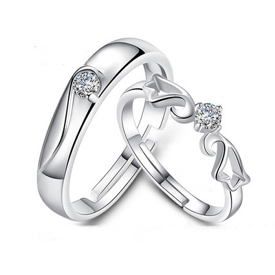 Inele de cuplu clasice pentru bărbați, femei, piatră CZ, inel la modă pentru iubitorii de nuntă, bijuterii, accesoriu pentru inel cadou romantic de Ziua Îndrăgostiților