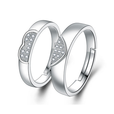Inele de cuplu clasice pentru bărbați, femei, piatră CZ, inel la modă pentru iubitorii de nuntă, bijuterii, accesoriu pentru inel cadou romantic de Ziua Îndrăgostiților