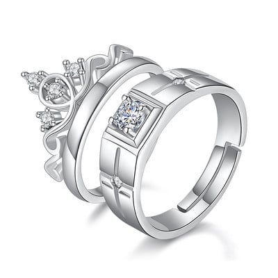 Inele de cuplu clasice pentru bărbați, femei, piatră CZ, inel la modă pentru iubitorii de nuntă, bijuterii, accesoriu pentru inel cadou romantic de Ziua Îndrăgostiților
