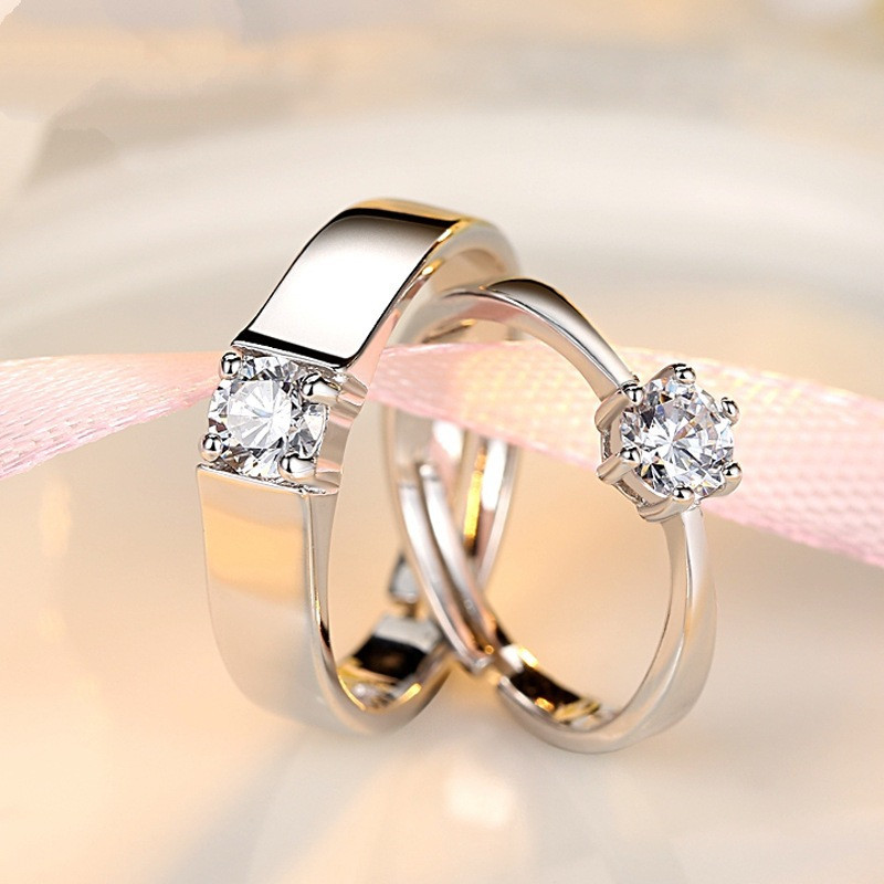 Inele de cuplu clasice pentru bărbați, femei, piatră CZ, inel la modă pentru iubitorii de nuntă, bijuterii, accesoriu pentru inel cadou romantic de Ziua Îndrăgostiților