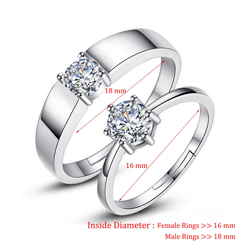 Inele de cuplu clasice pentru bărbați, femei, piatră CZ, inel la modă pentru iubitorii de nuntă, bijuterii, accesoriu pentru inel cadou romantic de Ziua Îndrăgostiților