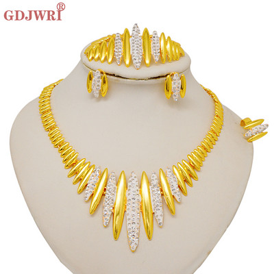 Dubajaus Indijos aukso spalvos karoliai apyrankės auskarai žiedai papuošalų rinkiniai moterims Etiopijos Nigerijos nuotakos vestuvių papuošalai Dovanos