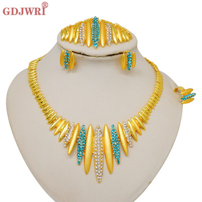 Dubajaus Indijos aukso spalvos karoliai apyrankės auskarai žiedai papuošalų rinkiniai moterims Etiopijos Nigerijos nuotakos vestuvių papuošalai Dovanos