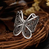 Inel cu fluture de culoare argintie vintage pentru femei Accesorii versatile pentru fete de modă bufniță aripă de înger animale inele neregulate bijuterii