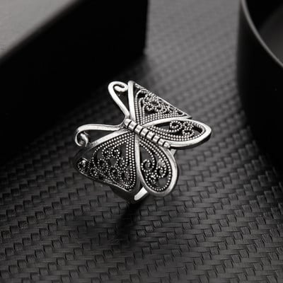 Inel cu fluture de culoare argintie vintage pentru femei Accesorii versatile pentru fete de modă bufniță aripă de înger animale inele neregulate bijuterii