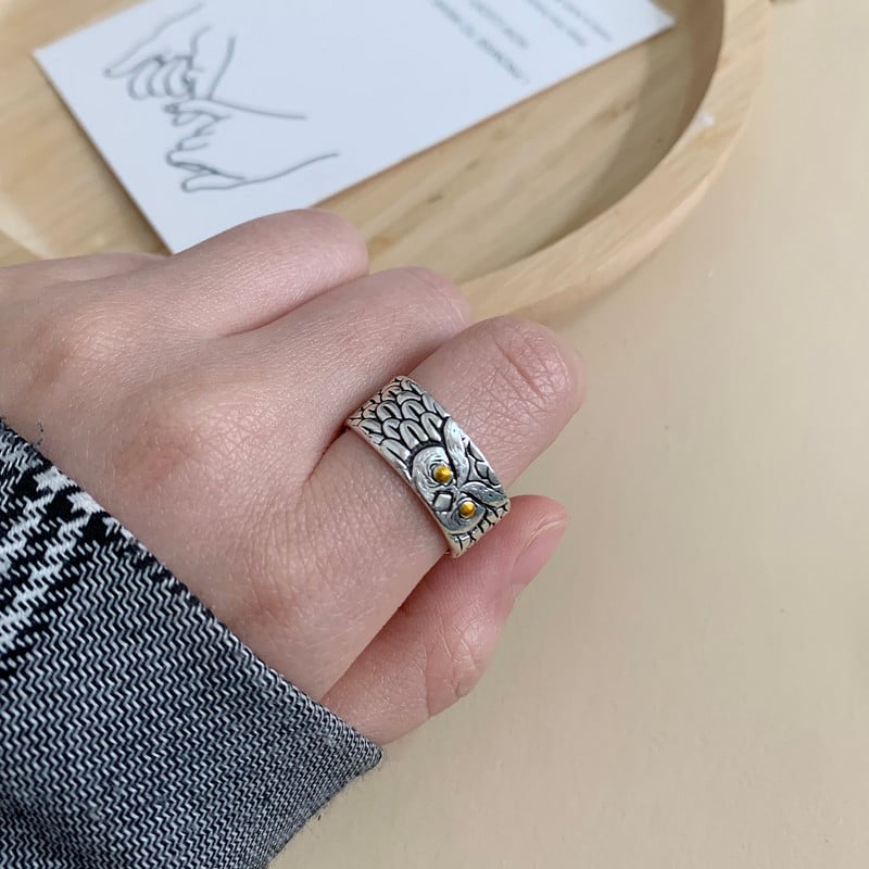 Inel cu fluture de culoare argintie vintage pentru femei Accesorii versatile pentru fete de modă bufniță aripă de înger animale inele neregulate bijuterii