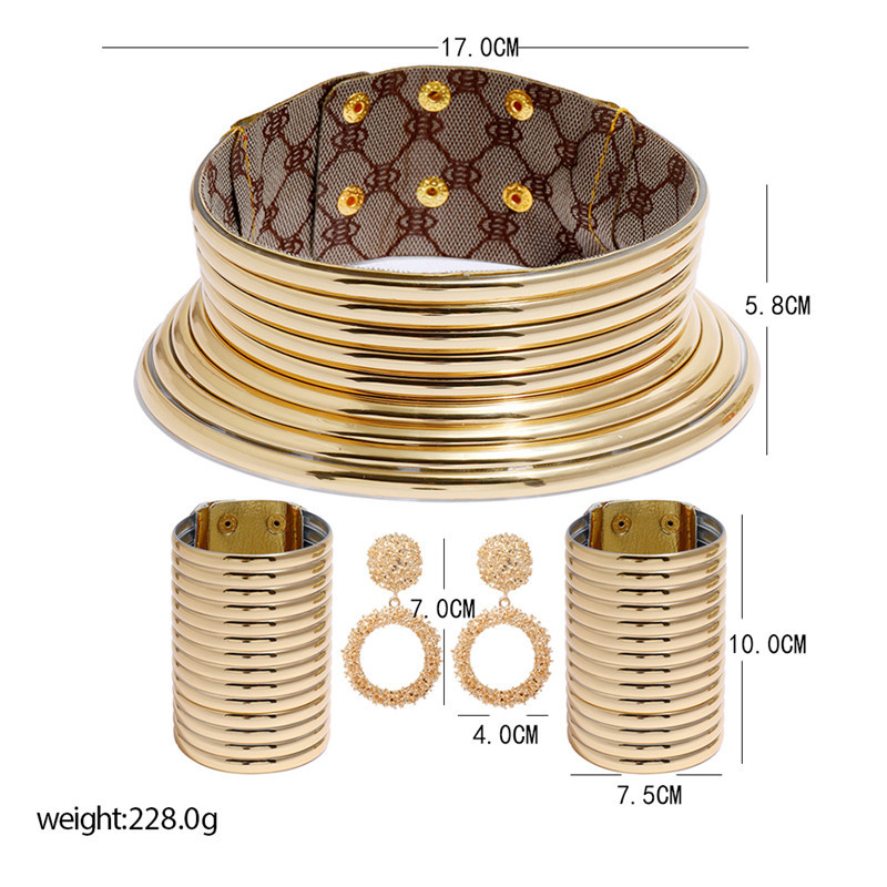 LZHLQ African Style Statement nyaklánc ötvözet fülbevaló nőknek Bohemia vintage gallér női karkötők nagy divat ékszerek